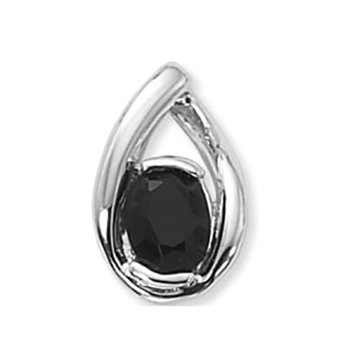 Oval Onyx Pendant - 14K White Gold