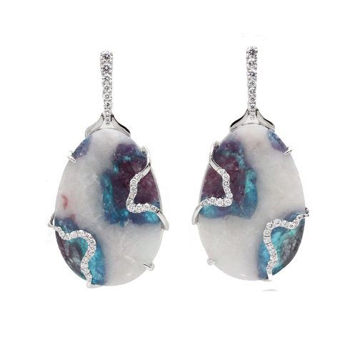 Oval Paraiba Tourmaline & Diamond One Of A Kind Earrings