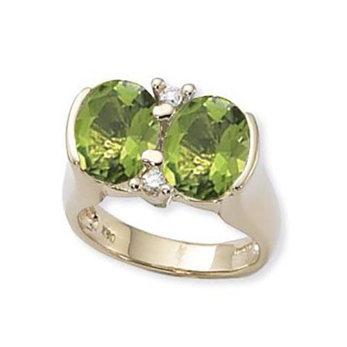 Oval Peridot & Diamond Ring - 14K Yellow Gold Size 7 - 70883PE