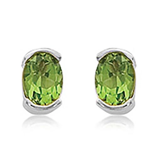 Oval Peridot Earrings - Sterling Silver - 90094PE-SS