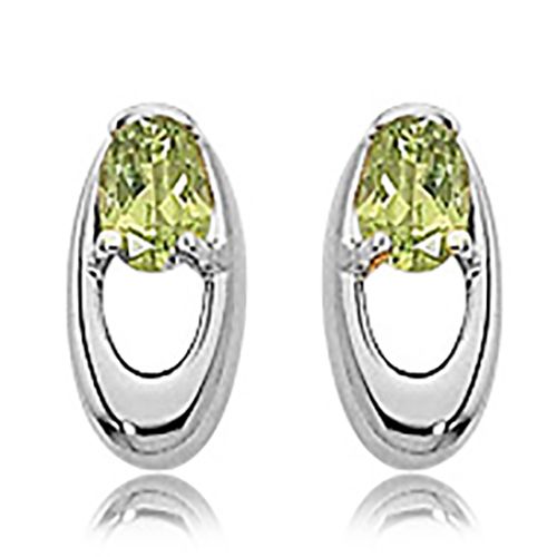 Oval Peridot Earrings - Sterling Silver - 90315PE-SS