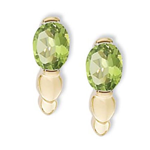Oval Peridot Gemstone Earrings - 14K Yellow Gold - 90301PE