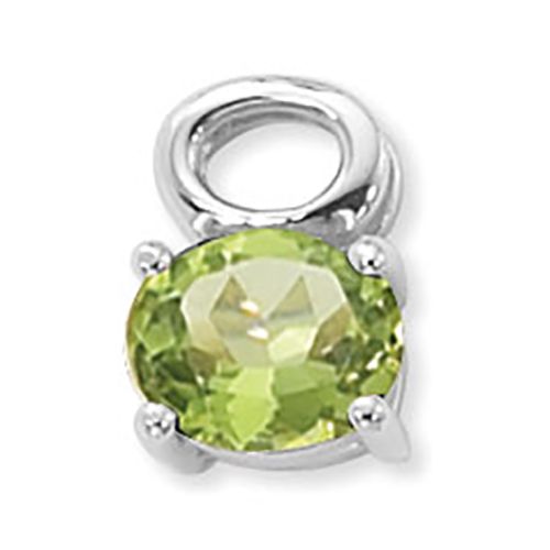 Oval Peridot Pendant - 14K White Gold - 80369PEWG
