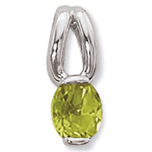 Oval Peridot Pendant - 14K White Gold - 80387PEWG