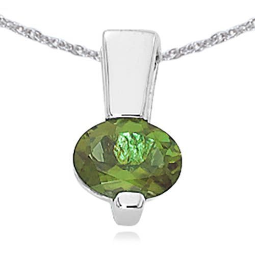 Oval Peridot Pendant - Sterling Silver - 80147PE-SS