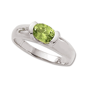 Oval Peridot Ring - 14K White Gold Size 7 - 70246PEWG