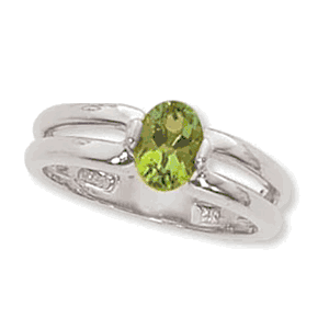 Oval Peridot Ring - 14K White Gold Size 7 - 70917PEWG