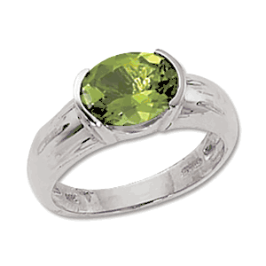 Oval Peridot Ring - 14K White Gold Size 7 - 70219PEWG