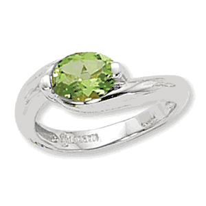 Oval Peridot Ring - 14K White Gold Size 7 - 70833PEWG