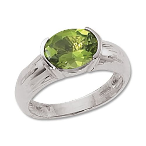 Oval Peridot Ring - 14K White Gold Size 7 - 70219PEWG