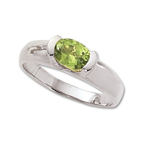 Oval Peridot Ring - 14K White Gold Size 7 - 70246PEWG