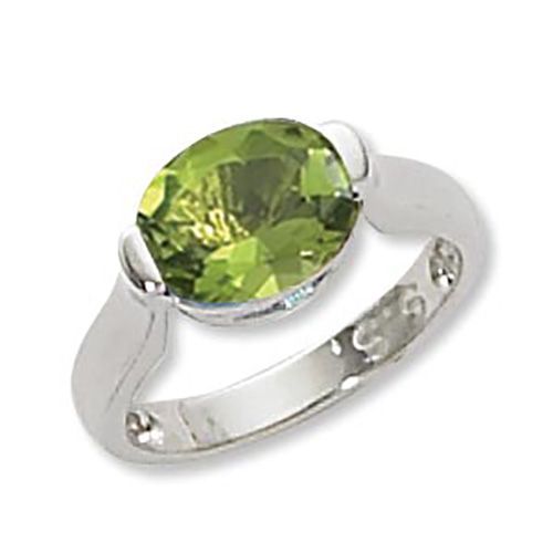 Oval Peridot Ring - 14K White Gold Size 7 - 70884PEWG