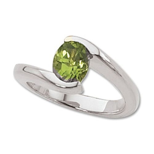 Oval Peridot Ring - 14K White Gold Size 7 - 70535PEWG