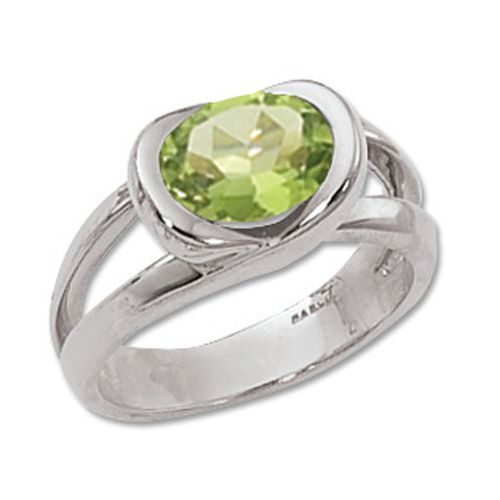 Oval Peridot Ring - 14K White Gold Size 7 - 70378PEWG