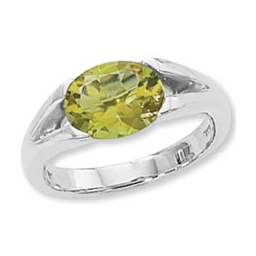 Oval Peridot Ring - 14K White Gold Size 7 - 70850PEWG