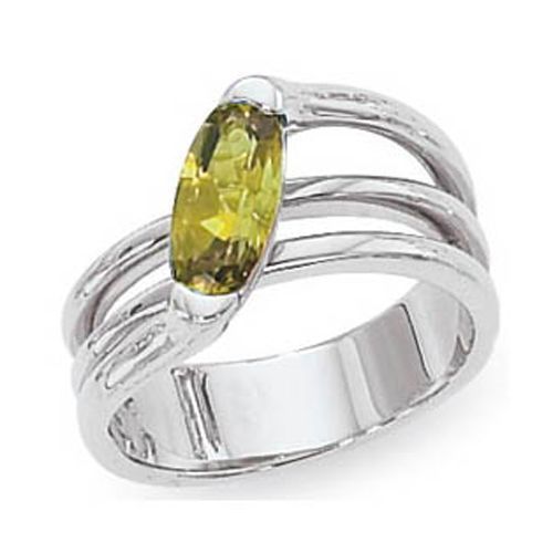 Oval Peridot Ring - 14K White Gold Size 7 - 70769PEWG