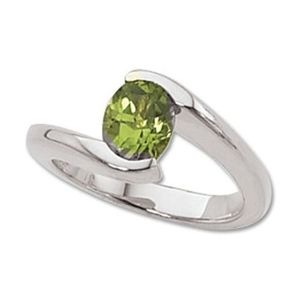 Oval Peridot Ring - 14K White Gold Size 7 - 70535PEWG