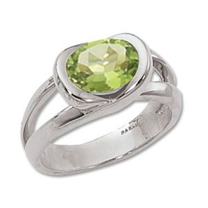 Oval Peridot Ring - 14K White Gold Size 7 - 70378PEWG