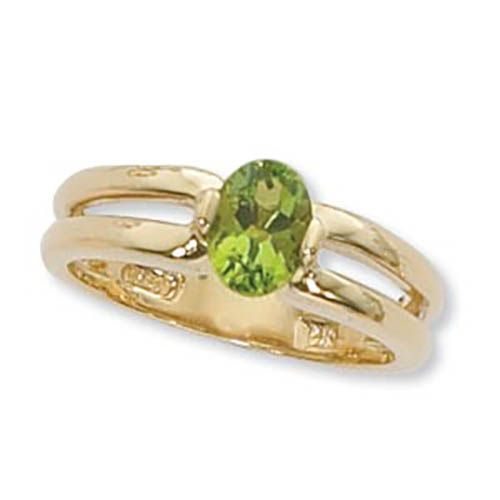 Oval Peridot Ring - 14K Yellow Gold Size 7 - 70917PE