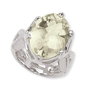 Oval Praseolite Ring - 14K White Gold Size 7 - 70872PRWG