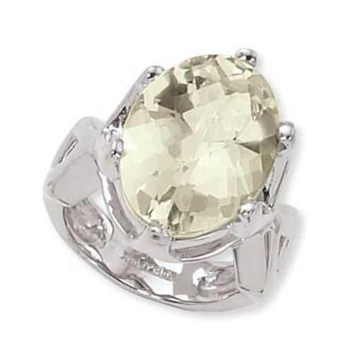 Oval Praseolite Ring - 14K White Gold Size 7 - 70872PRWG
