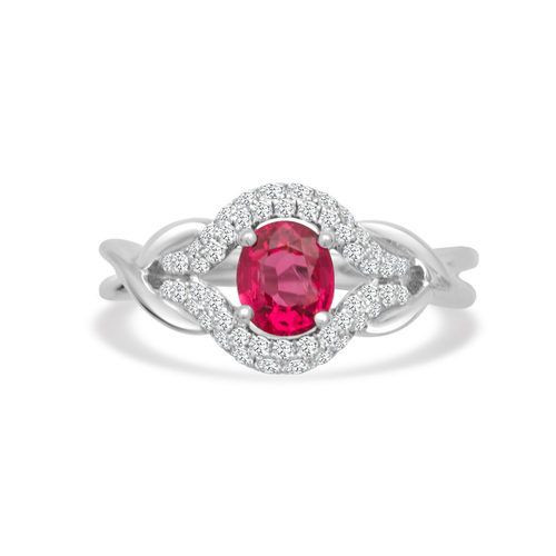 Oval Red Spinel & Diamond Twist One Of A Kind Ring