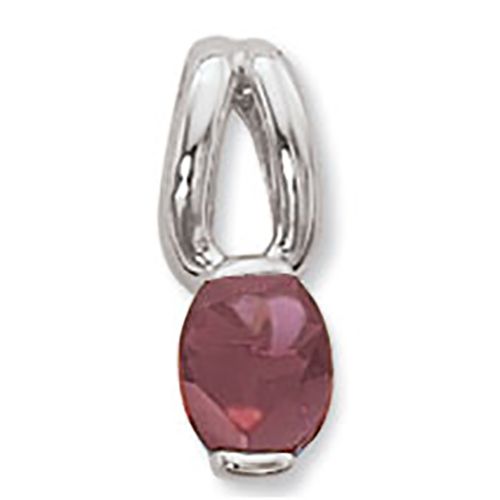 Oval Rhodilite Pendant - 14K White Gold