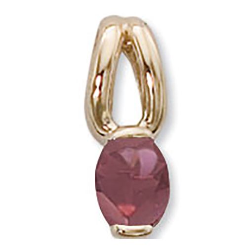 Oval Rhodolite Pendant - 14K Yellow Gold - 80387RH
