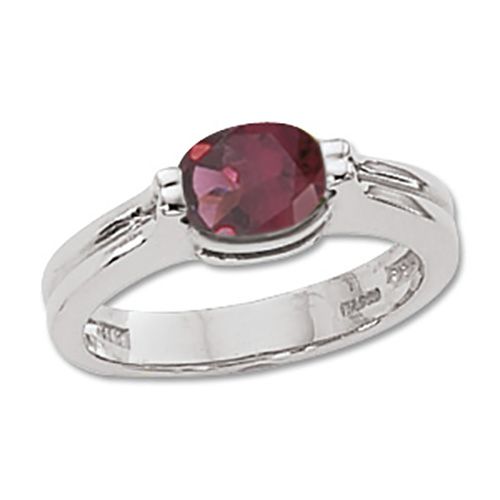Oval Rhodolite Ring - Sterling Silver Size 7 - 70639RH-SS