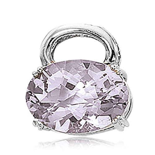 Oval Rose De France Pendant - 14K White Gold