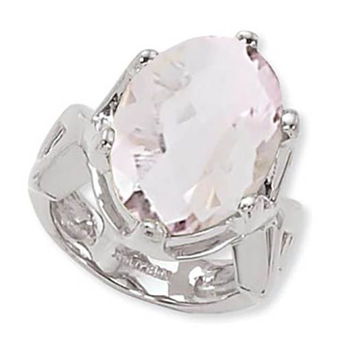 Oval Rose Quartz Ring - Sterling Silver Size 7