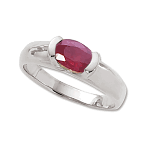 Oval Ruby Ring - 14K White Gold Size 7