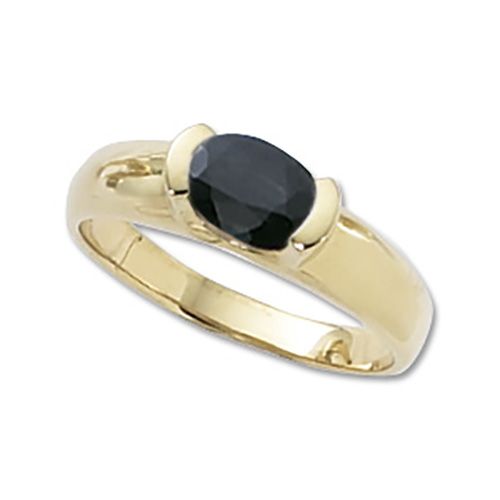 Oval Sapphire Blue Ring - 14K Yellow Gold Size 7