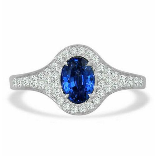 Oval Sapphire Center All Diamond One Of A Kind Ring