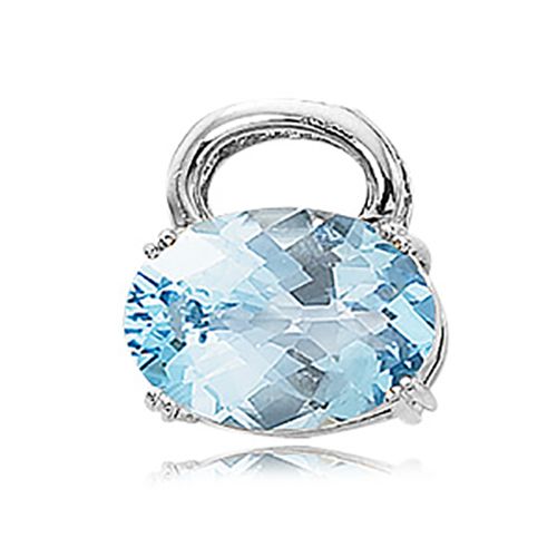 Oval Sky Blue Topaz Pendant - 14K White Gold
