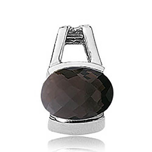 Oval Smokey Quartz Pendant - Sterling Silver - 80294SQ-SS