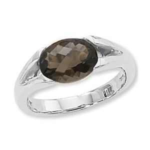 Oval Smokey Quartz Ring - 14K White Gold Size 7 - 70850SQWG