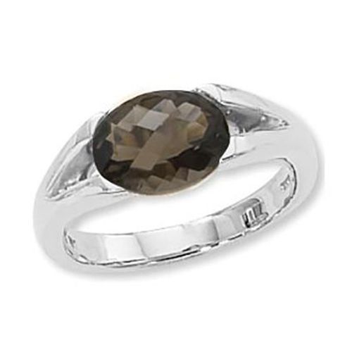 Oval Smokey Quartz Ring - 14K White Gold Size 7 - 70850SQWG