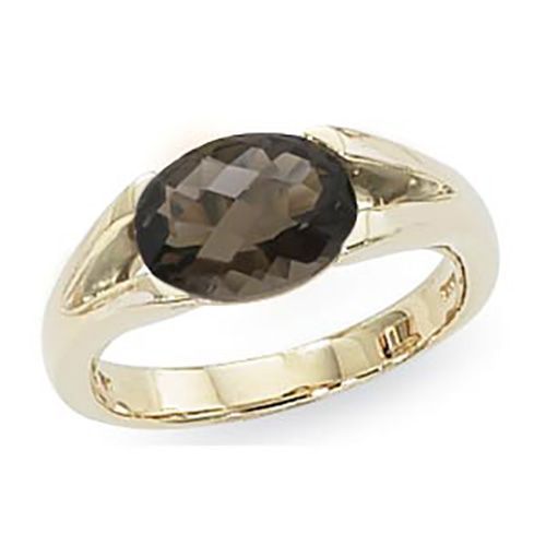 Oval Smokey Quartz Ring - 14K Yellow Gold Size 7 - 70850SQ