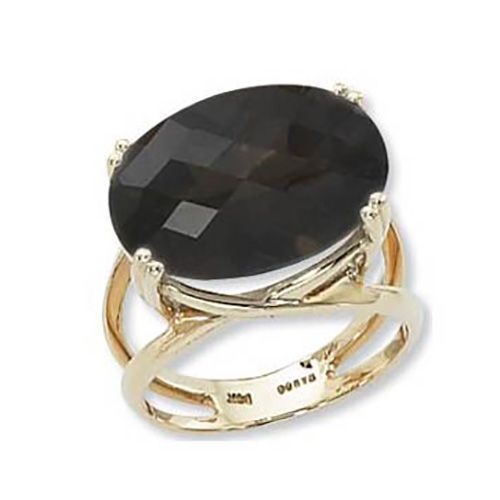 Oval Smokey Quartz Ring - 14K Yellow Gold Size 7 - 70798SQ