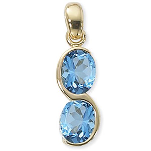 Oval Swiss Blue Topaz Pendant - 14K Yellow Gold - 80364BT