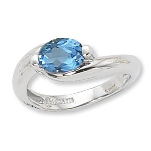 Oval Swiss Blue Topaz Ring - 14K White Gold Size 7 - 70833BTWG