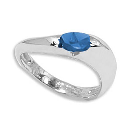 Oval Swiss Blue Topaz Ring - 14K White Gold Size 7 - 70387BTWG