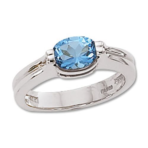 Oval Swiss Blue Topaz Ring - 14K White Gold Size 7 - 70639BTWG