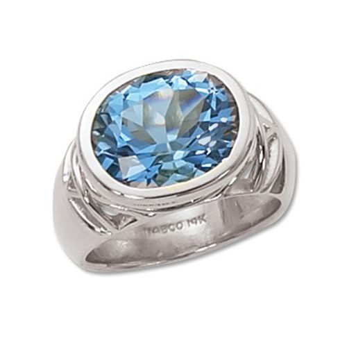 Oval Swiss Blue Topaz Ring - 14K White Gold Size 7 - 70554BTWG