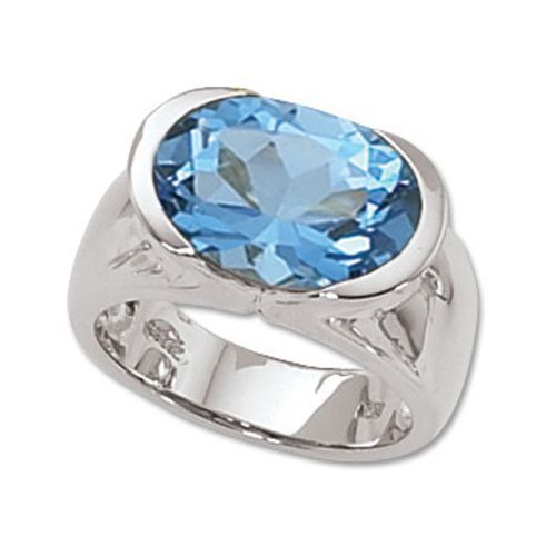 Oval Swiss Blue Topaz Ring - 14K White Gold Size 7 - 70541BTWG