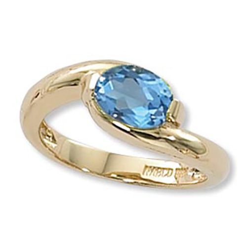 Oval Swiss Blue Topaz Ring - 14K Yellow Gold Size 7 - 70833BT