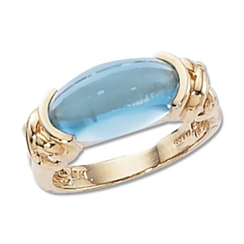 Oval Swiss Blue Topaz Ring - 14K Yellow Gold Size 7 - 70146BT