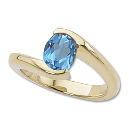 Oval Swiss Blue Topaz Ring - 14K Yellow Gold Size 7 - 70535BT