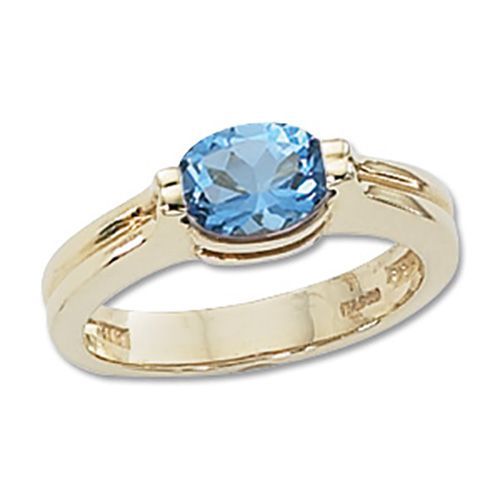 Oval Swiss Blue Topaz Ring - 14K Yellow Gold Size 7 - 70639BT